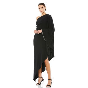 Ieena for Mac Duggal One Shoulder Asymmetrical Hem Flowy Dress Black Size 6